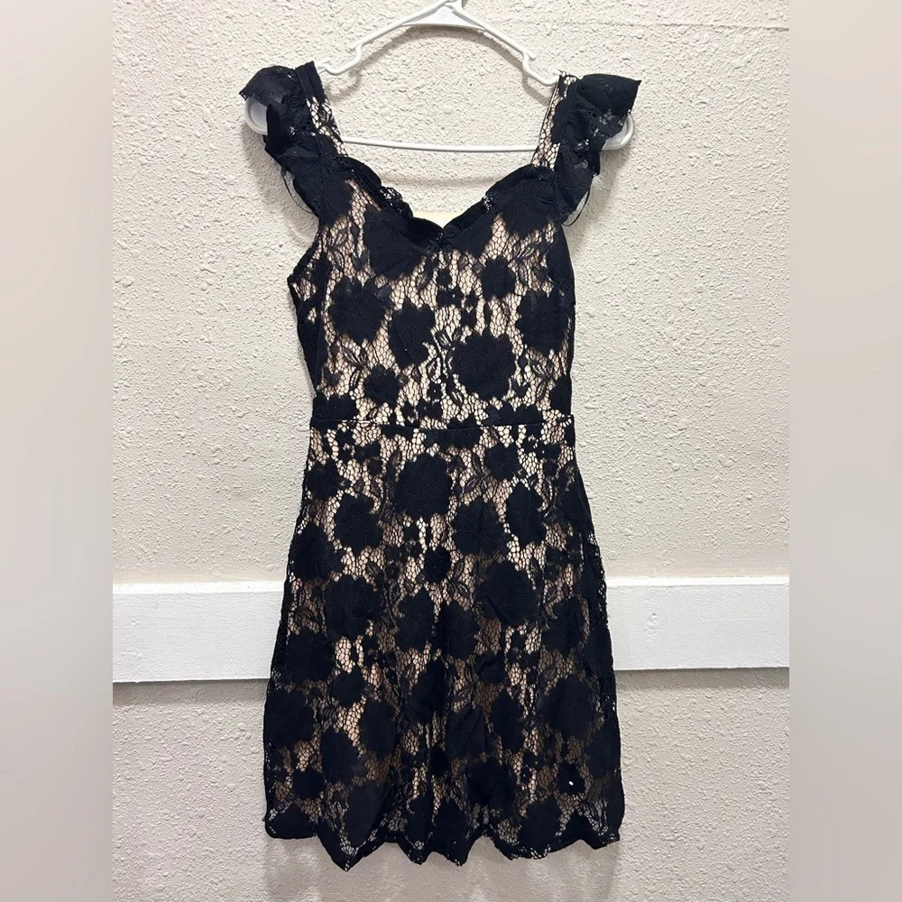 Monteau Black Lace Sleeveless A-Line Dress XS